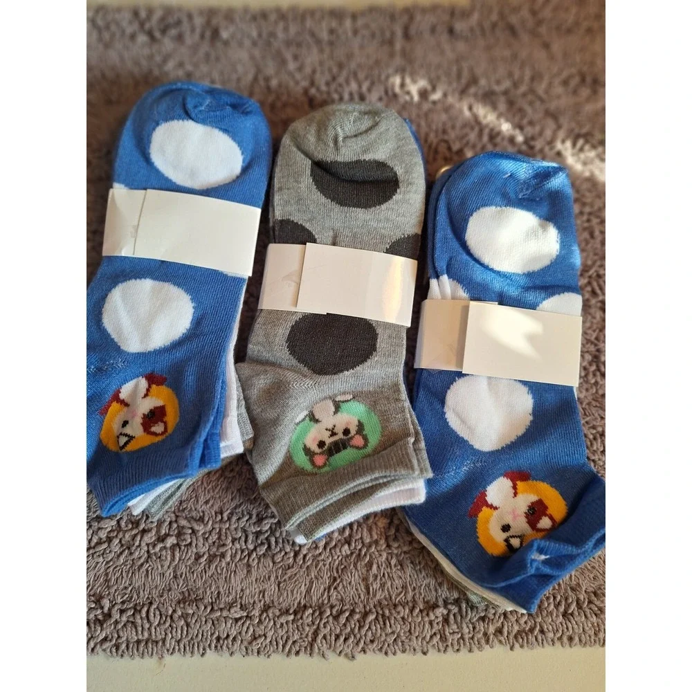 Graphic Kitty Cat Socks 9 Pairs Womans Sz 9-11 Multi Colors Ankle Cotton Spandex